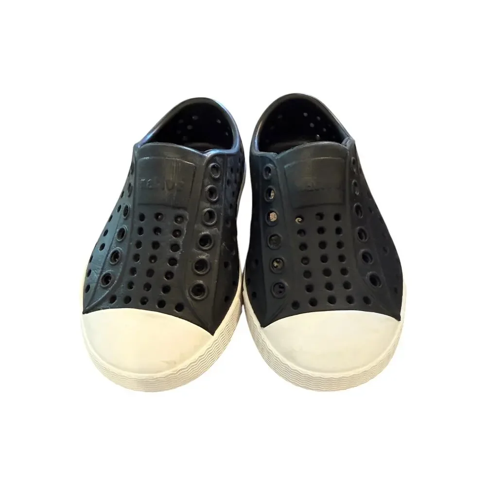 Native Kids Jiffy Black Shell White Jefferson Classic Slip On Shoes Size C6